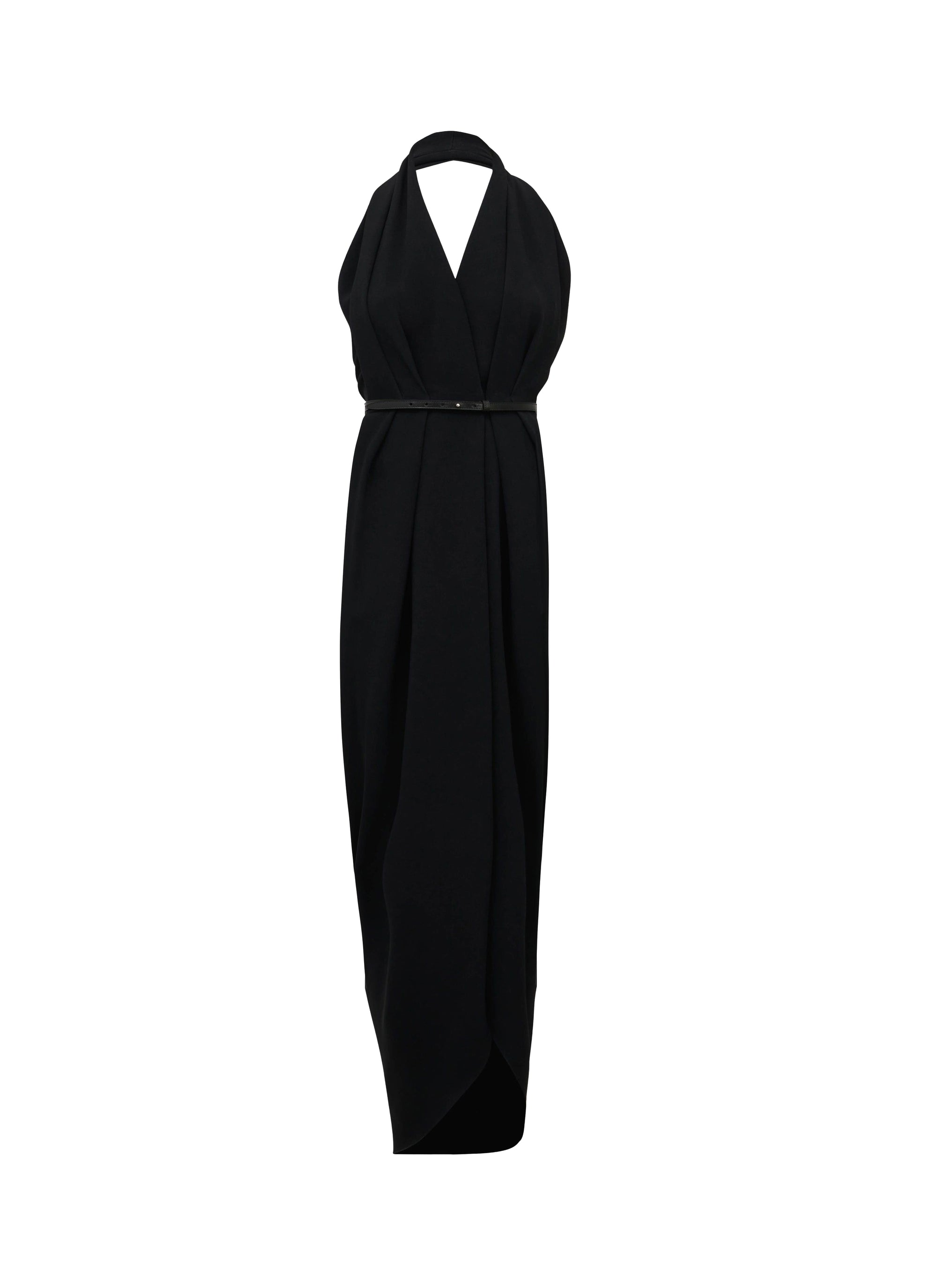 Halter maxi dress in stretch cady - Black Alaïa
