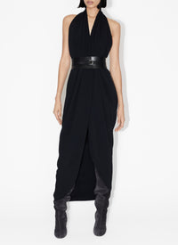 Halter maxi dress in stretch cady - Black Alaïa