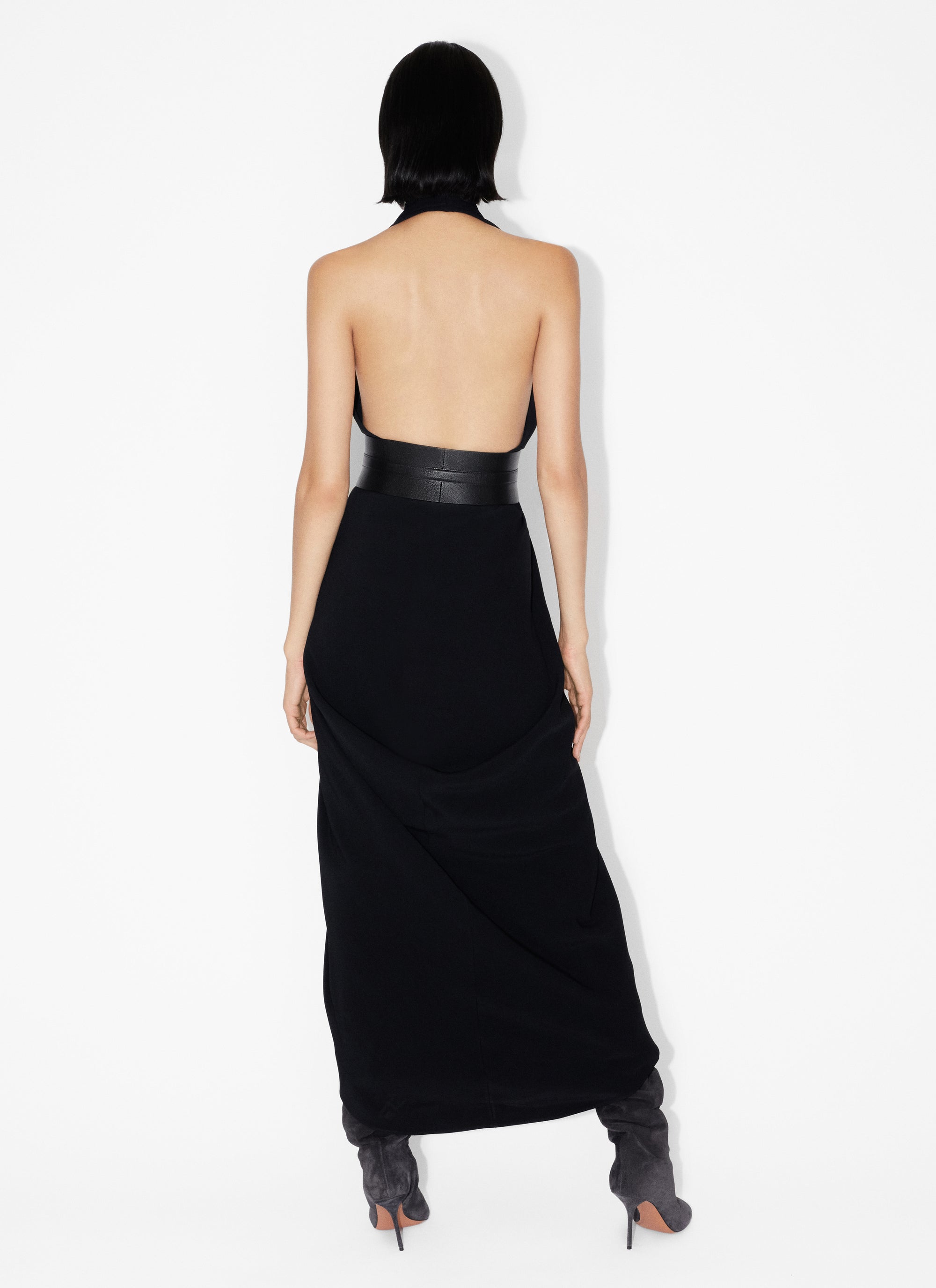 Halter maxi dress in stretch cady - Black Alaïa