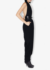 Halter maxi dress in stretch cady - Black Alaïa