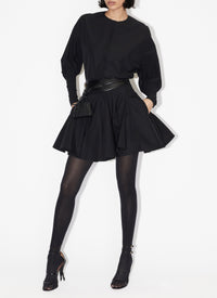 Robe patineuse en popeline de coton - Noir Alaïa