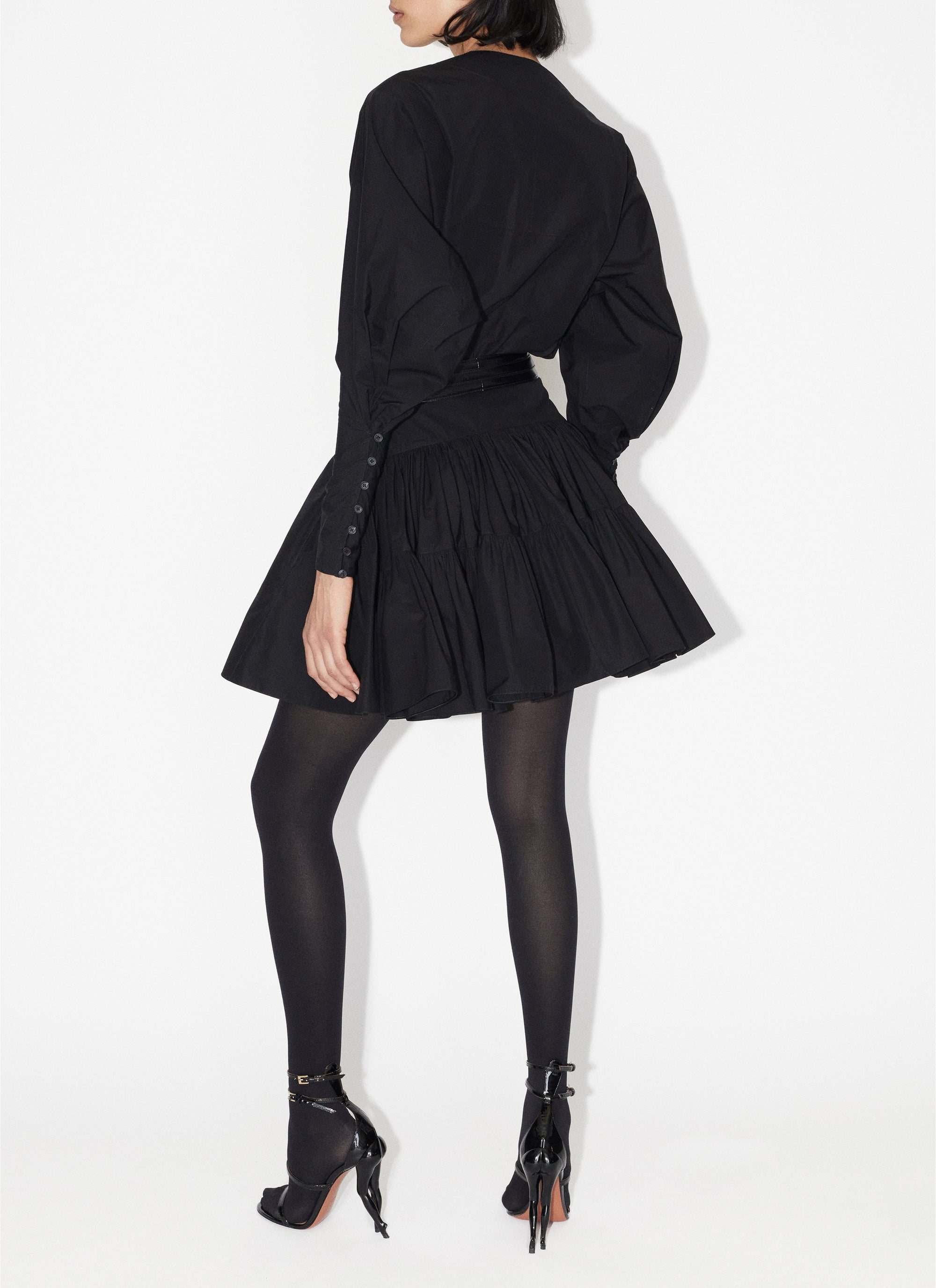 Robe patineuse en popeline de coton - Noir Alaïa