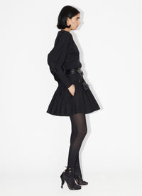 Robe patineuse en popeline de coton - Noir Alaïa