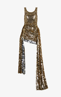 Two-tone Sequin Short Dress - Gold & Silver