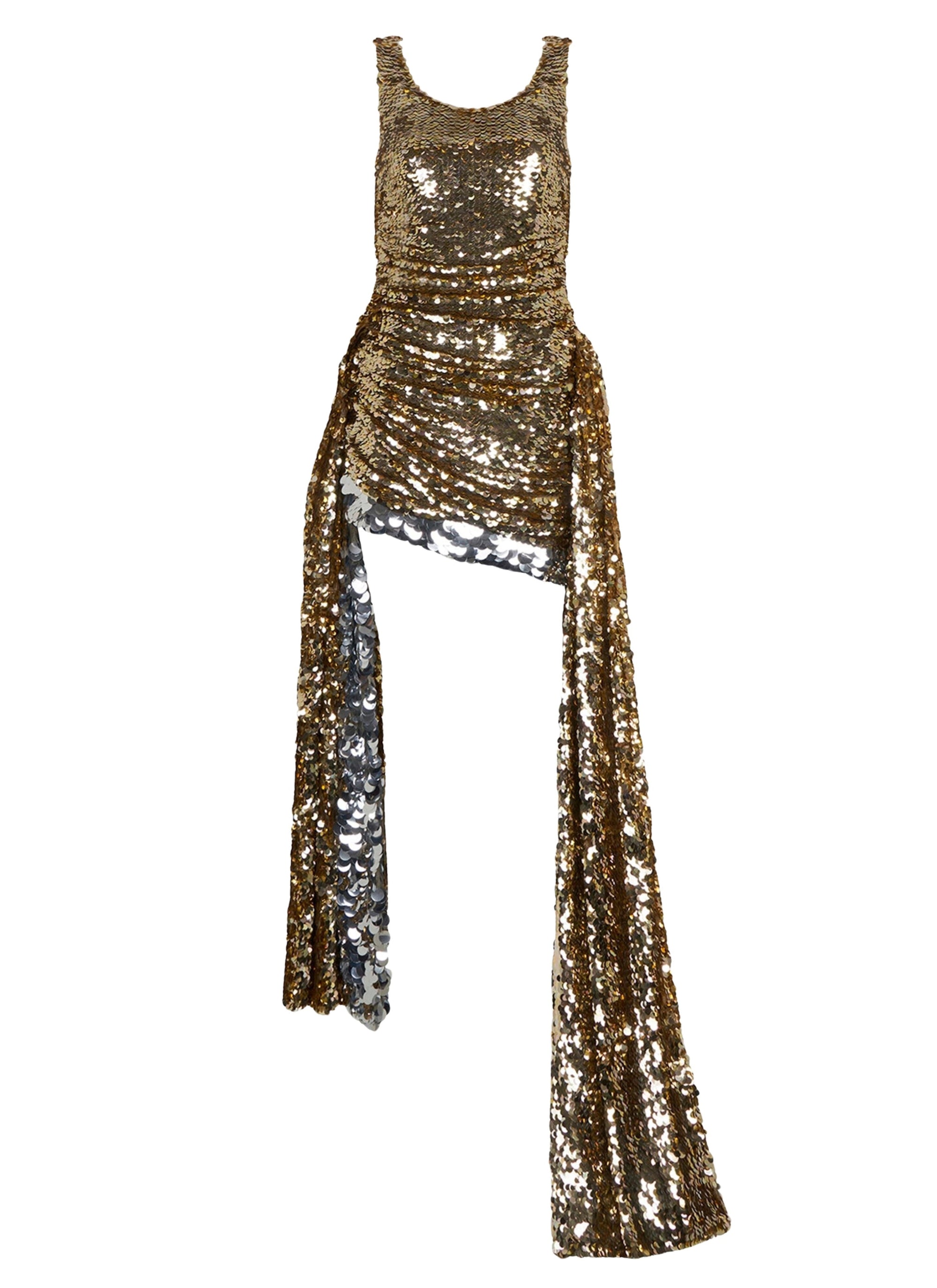 Two-tone Sequin Short Dress - Gold & Silver