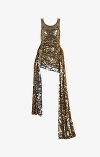 Two-tone Sequin Short Dress - Gold & Silver