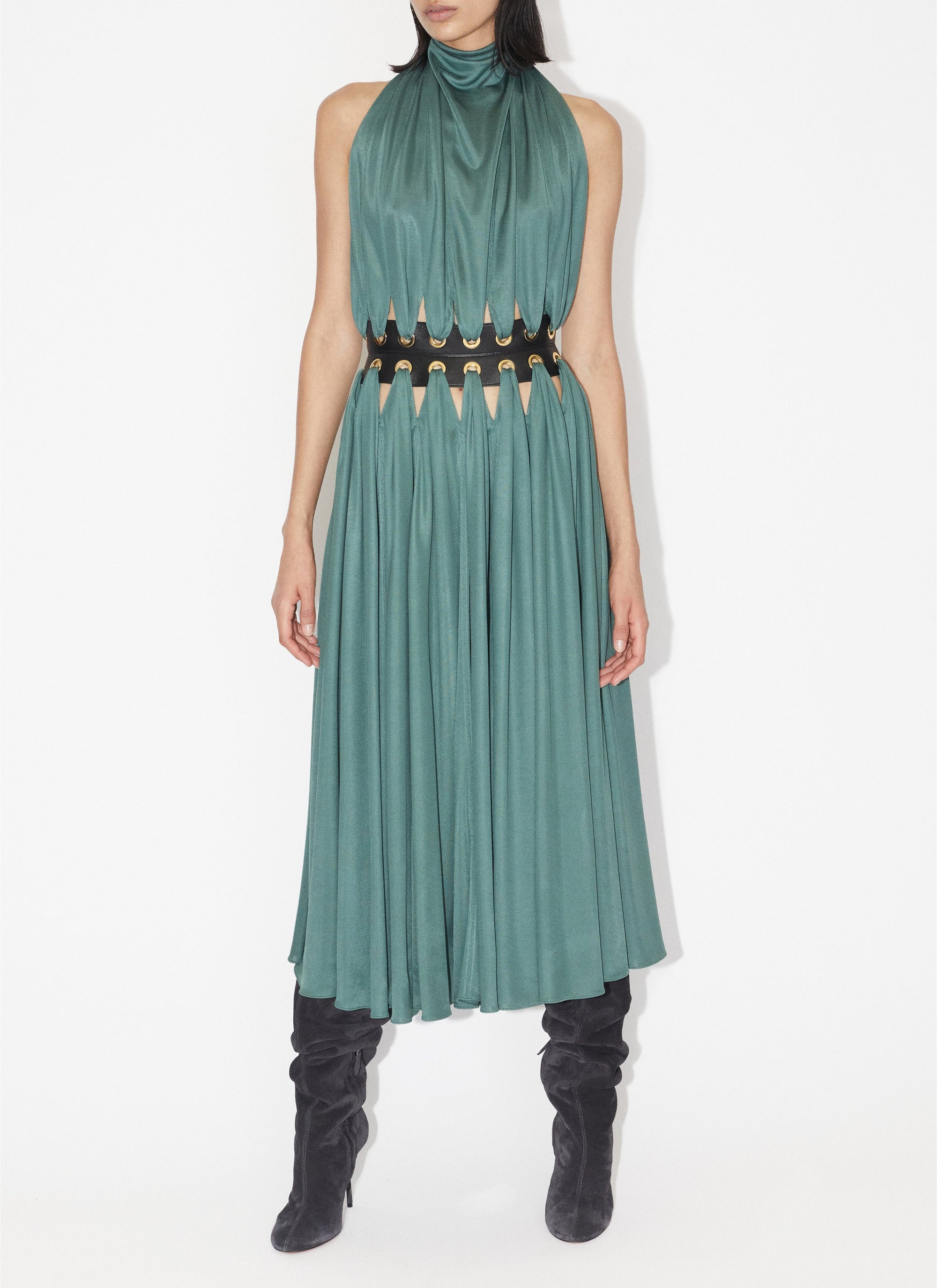 Mini flowing goddess dress - Sage