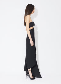 Strapless draped dress in silk and wool - Noir Alaia
