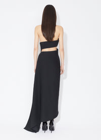 Strapless draped dress in silk and wool - Noir Alaia