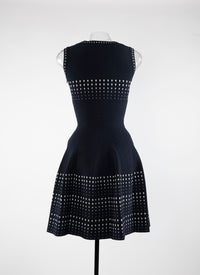 Robe courte évasée sans manches à motif pois - Bleu & Blanc