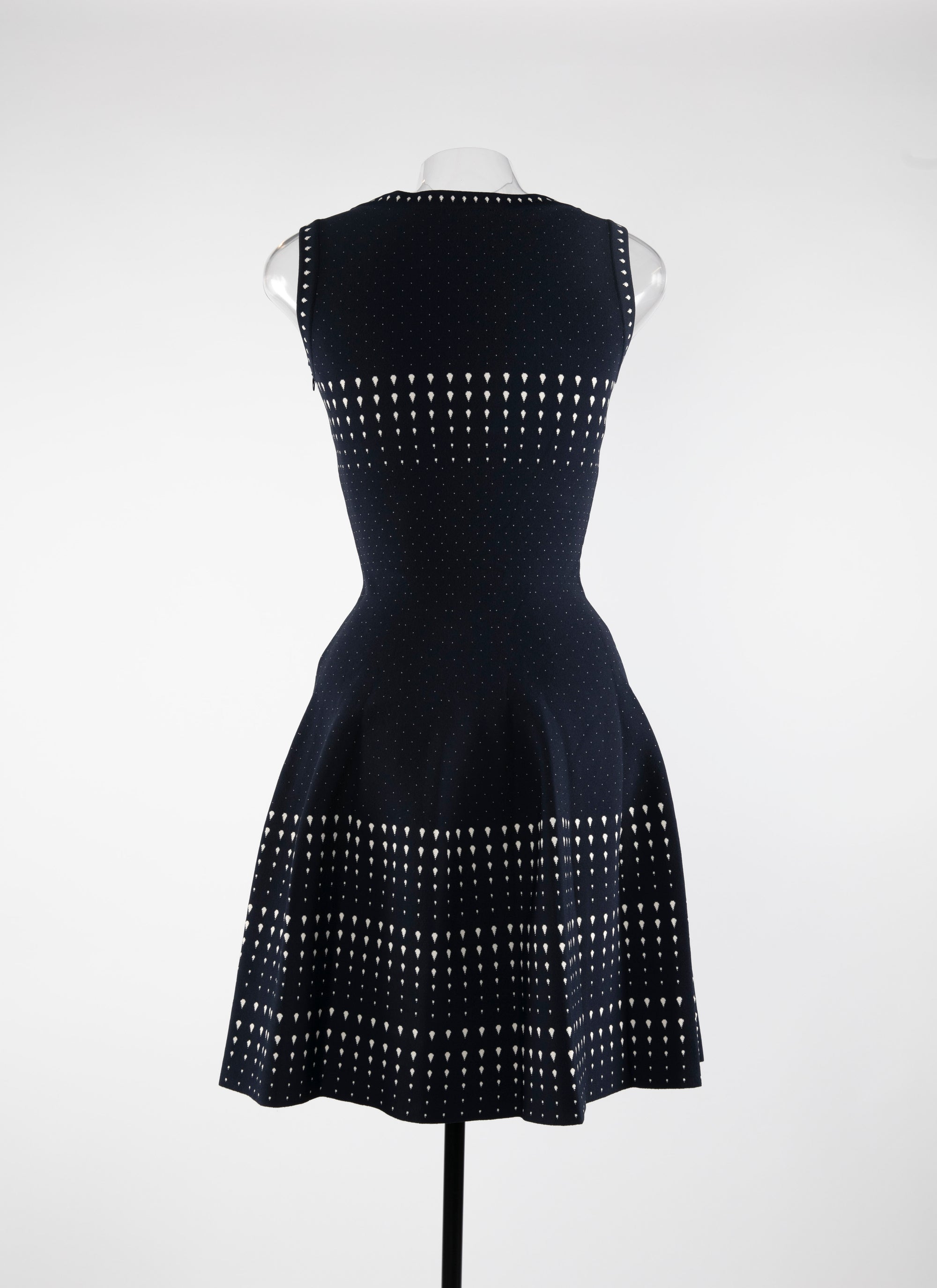 Robe courte évasée sans manches à motif pois - Bleu & Blanc