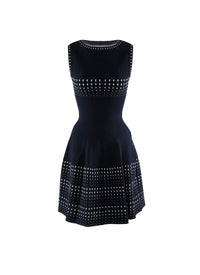 Robe courte évasée sans manches à motif pois - Bleu & Blanc