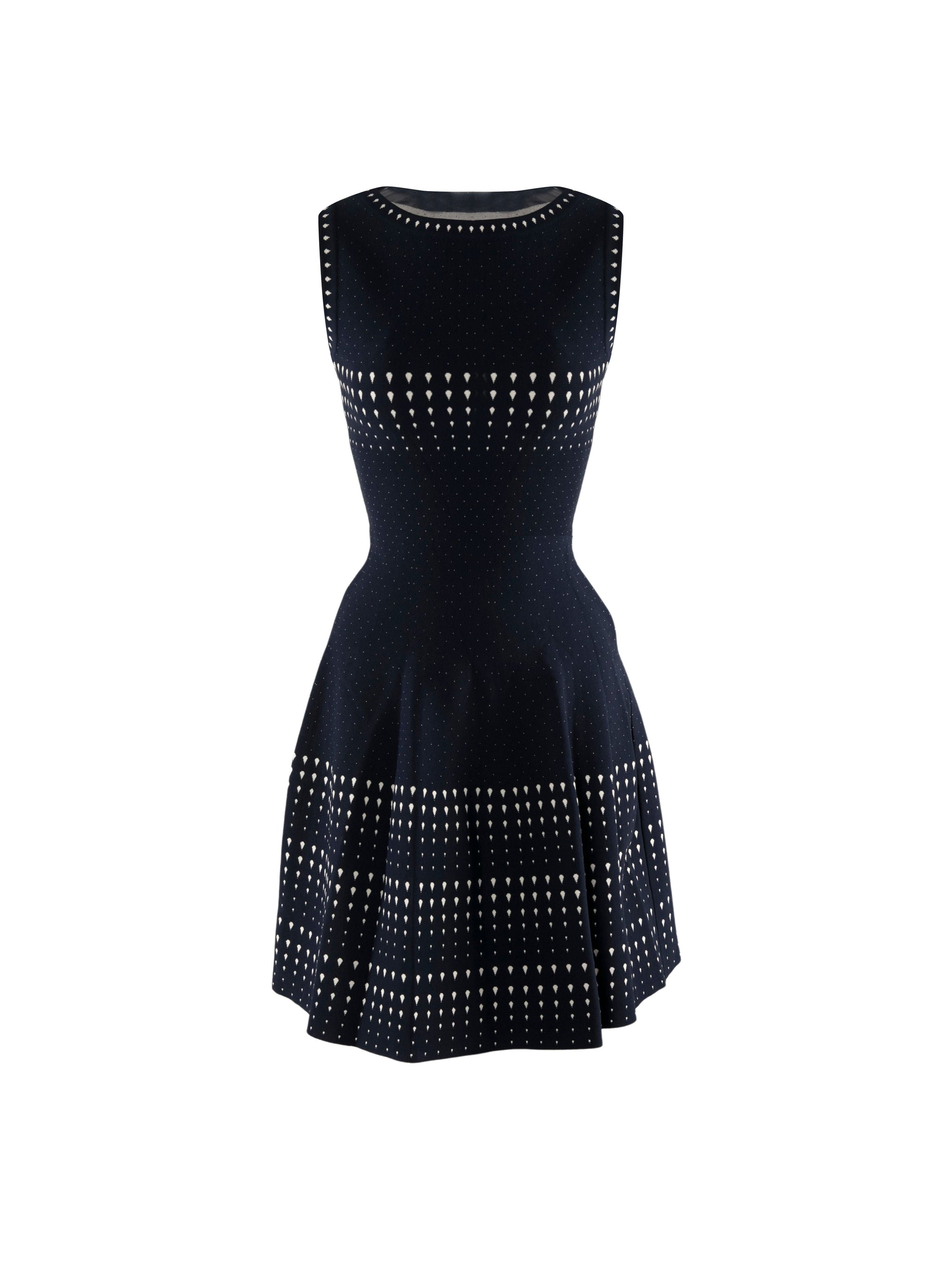 Robe courte évasée sans manches à motif pois - Bleu & Blanc