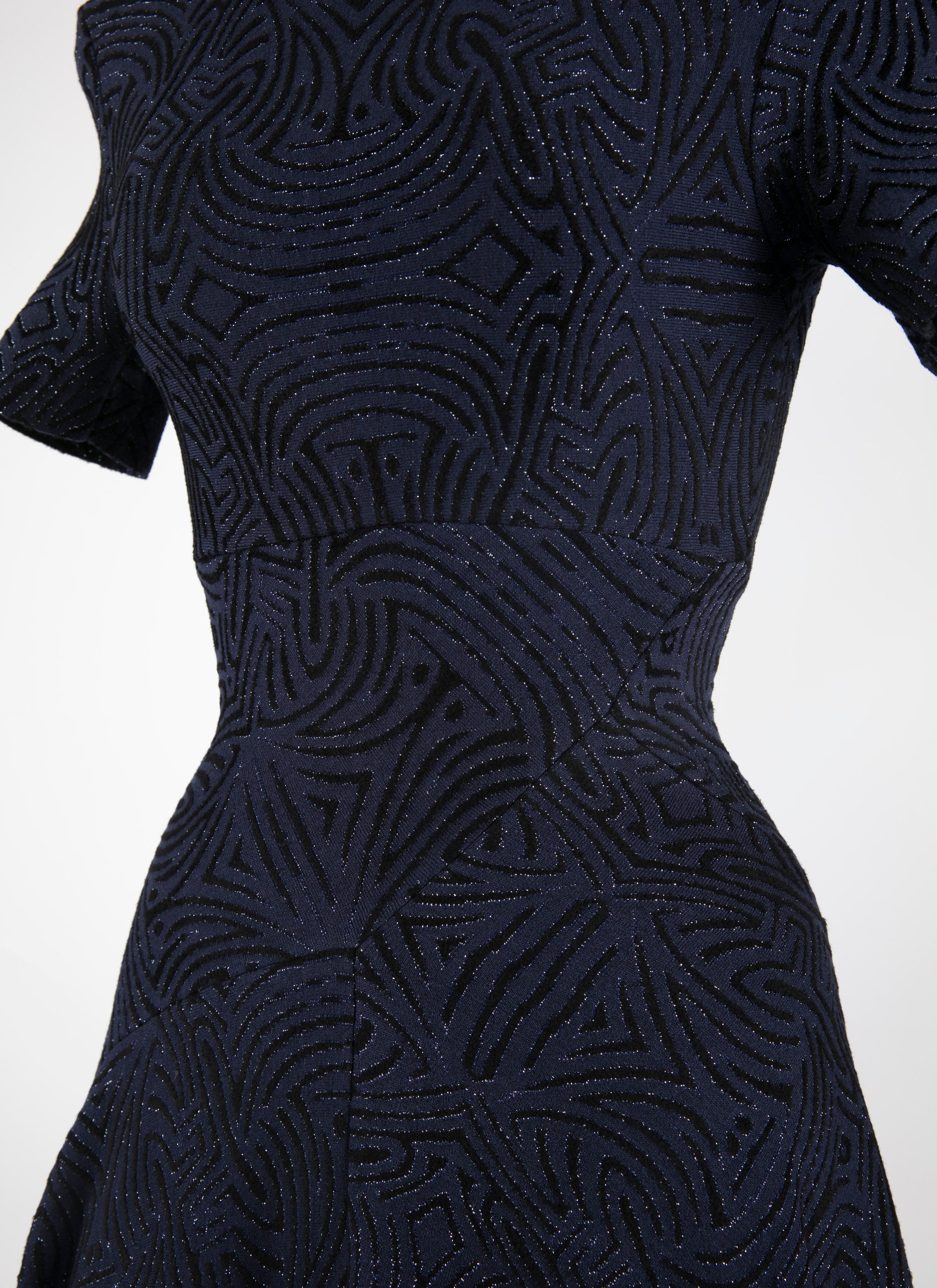 Robe longue évasée à manches courtes - Nuit & Noir