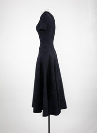 Robe longue évasée à manches courtes - Nuit & Noir