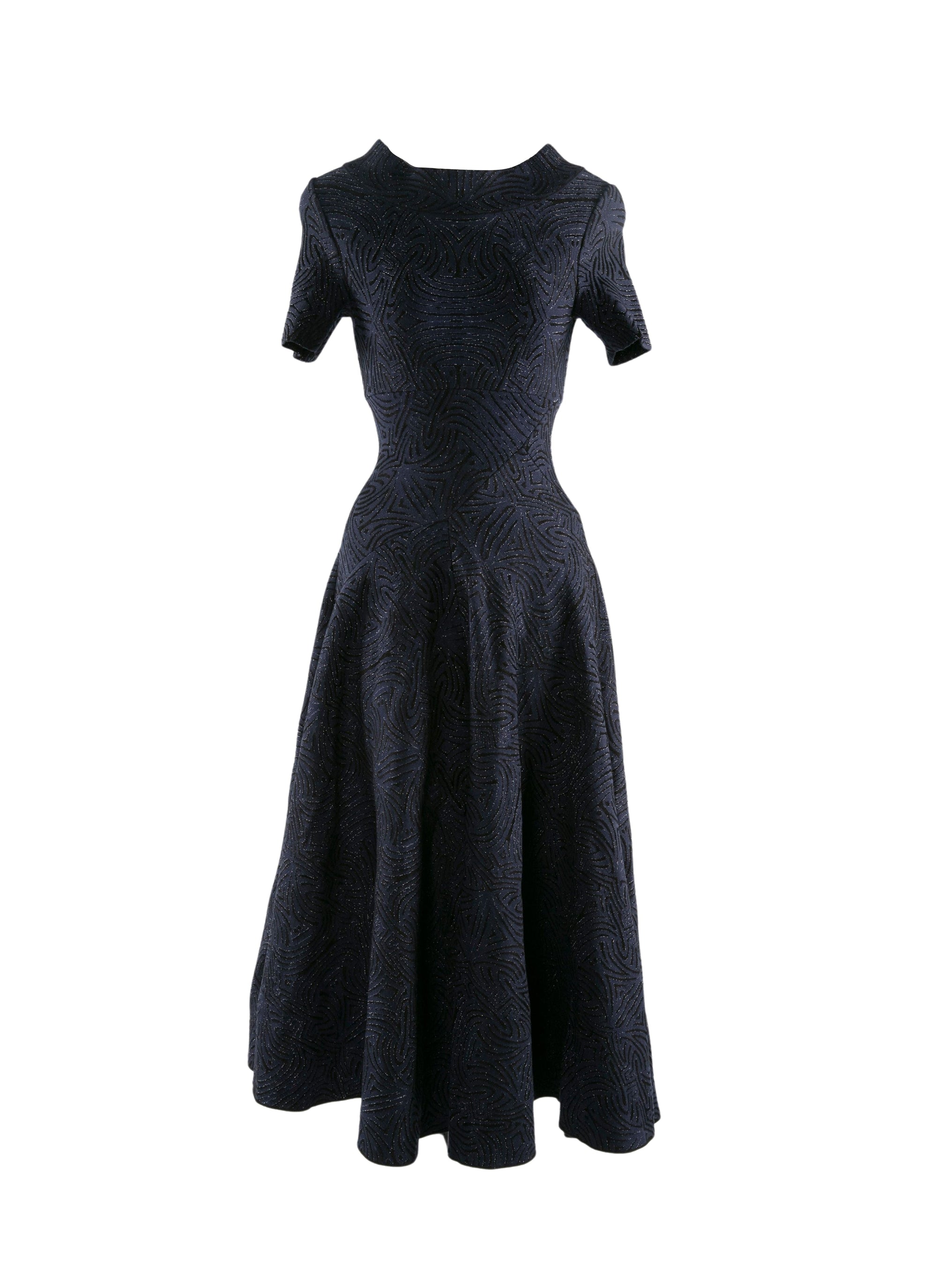 Robe longue évasée à manches courtes - Nuit & Noir