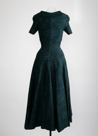 Robe longue évasée à manches courtes - Vert & Noir