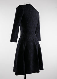 Robe courte évasée à col rond et manches 3/4 - Nuit & Noir