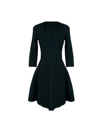 Apolima knitted 3/4 sleeve dress - Green & Black