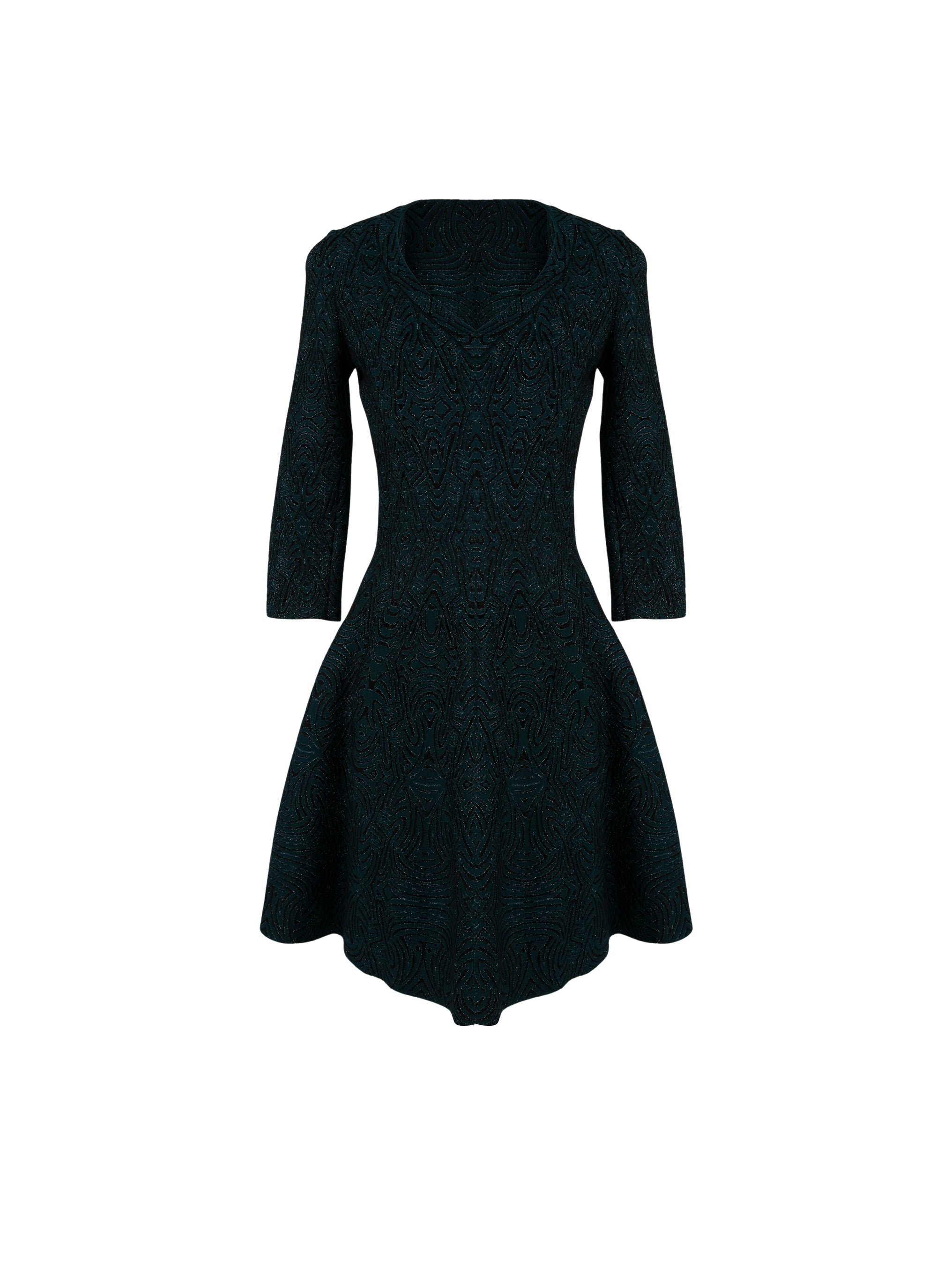 Apolima knitted 3/4 sleeve dress - Green & Black