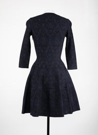 Robe courte évasée à col rond et manches 3/4 - Nuit & Noir