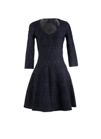 Robe courte évasée à col rond et manches 3/4 - Nuit & Noir