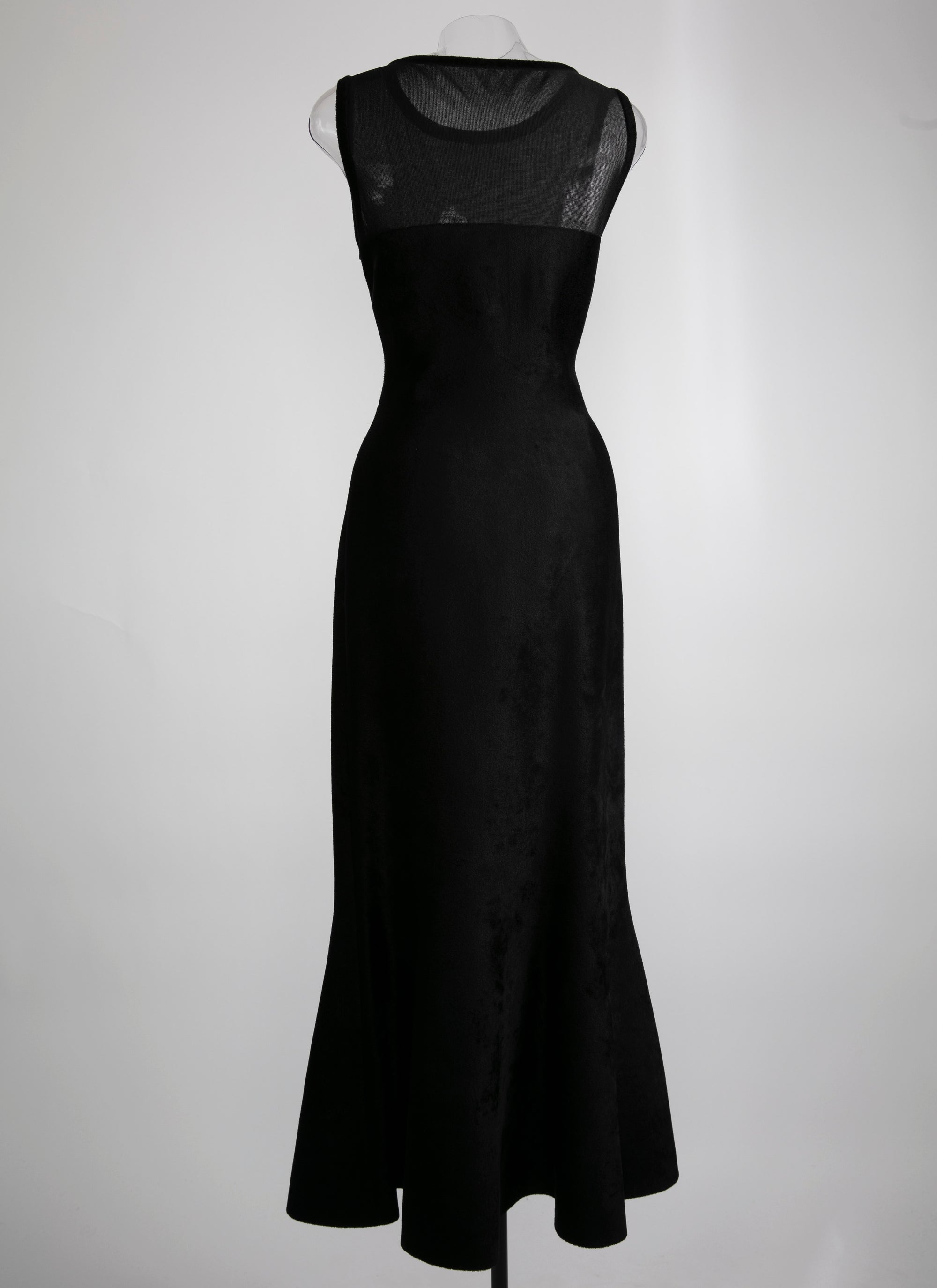 Robe longue évasée sans manches au buste transparent - Noir