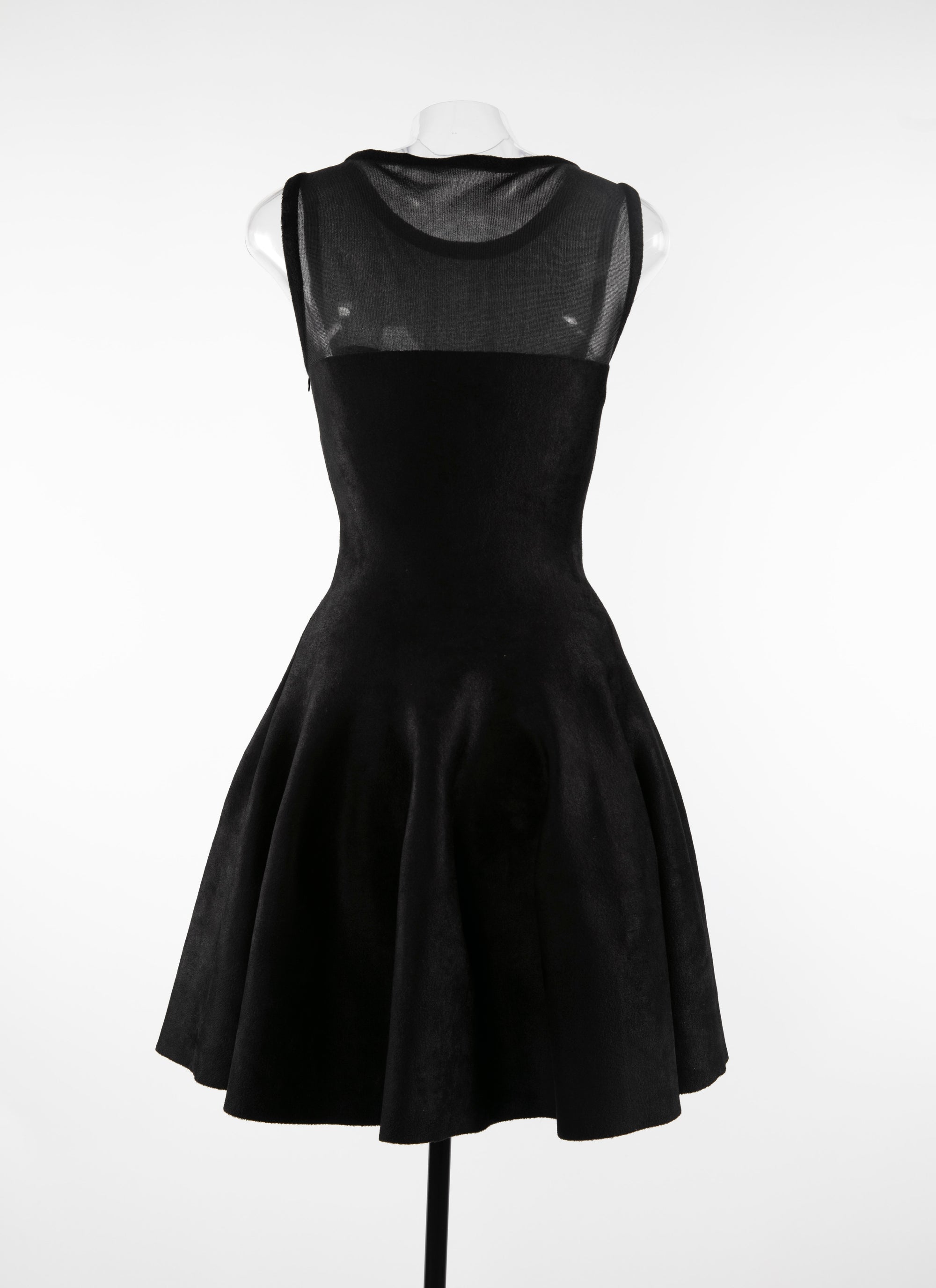 Robe courte évasée sans manches au buste transparent - Noir