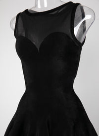 Robe courte évasée sans manches au buste transparent - Noir