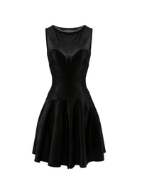 Robe courte évasée sans manches au buste transparent - Noir