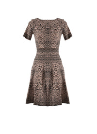 Short-sleeved knitted lynx dress - Flesh & Black