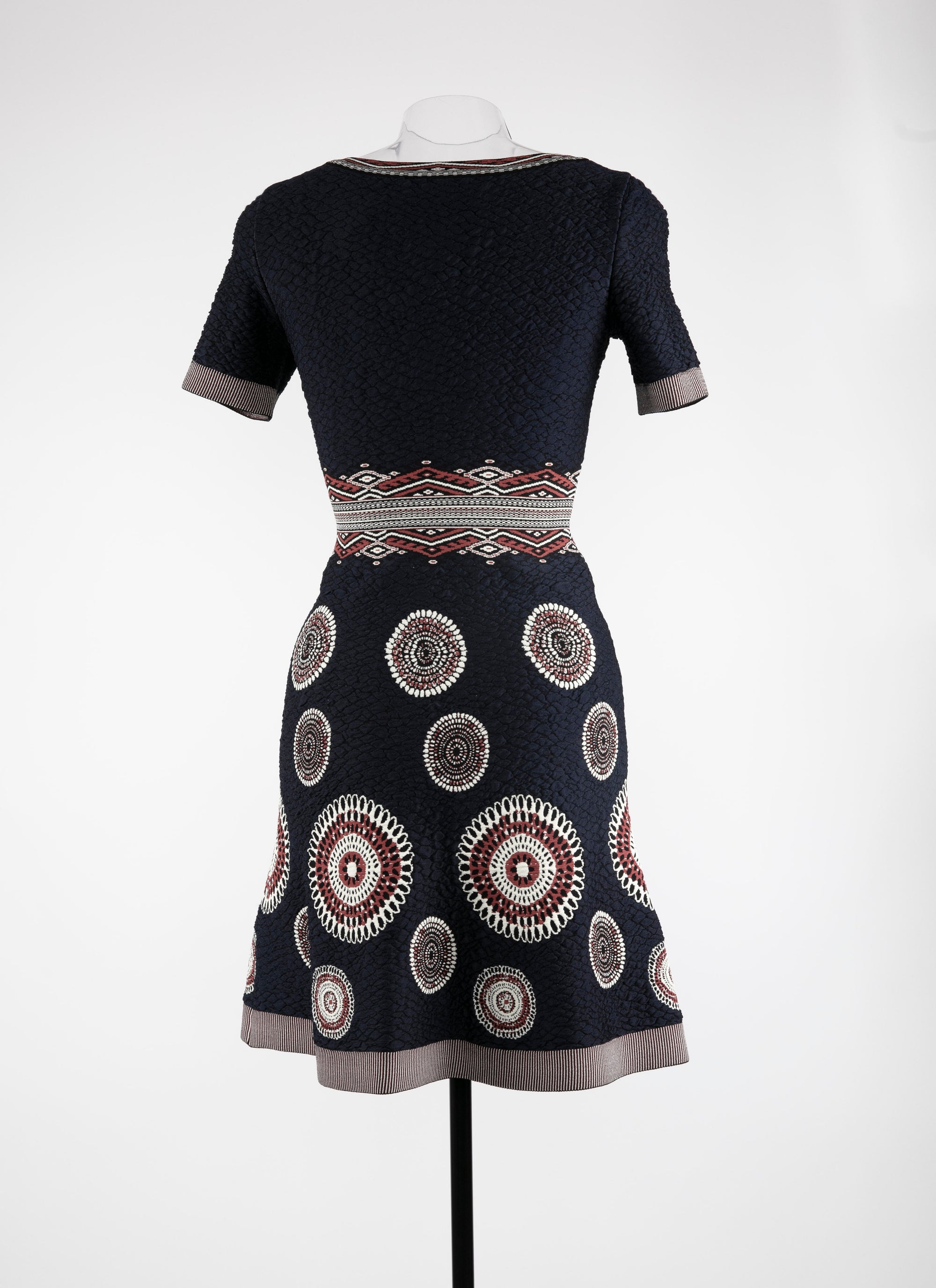 Robe évasée à motif rond en maille - Nuit & Bordeaux