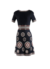 Round knitted flared dress - Night & Bordeaux