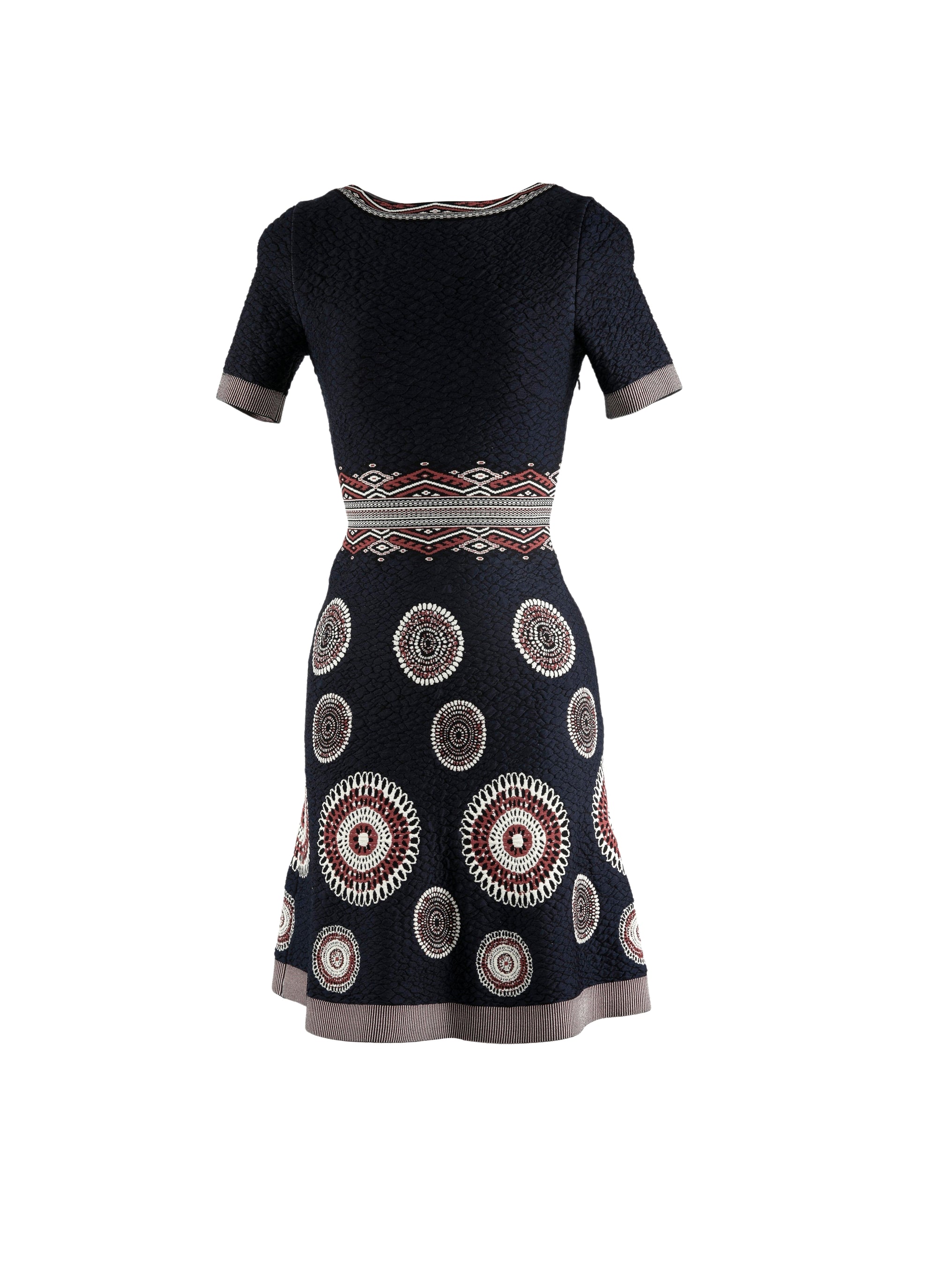 Round knitted flared dress - Night & Bordeaux