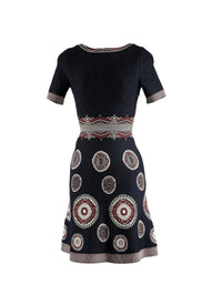 Robe évasée à motif rond en maille - Nuit & Bordeaux