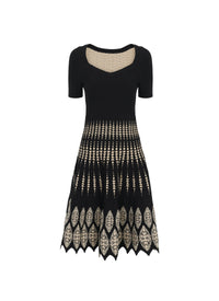 Short flared dress - Black & Beige