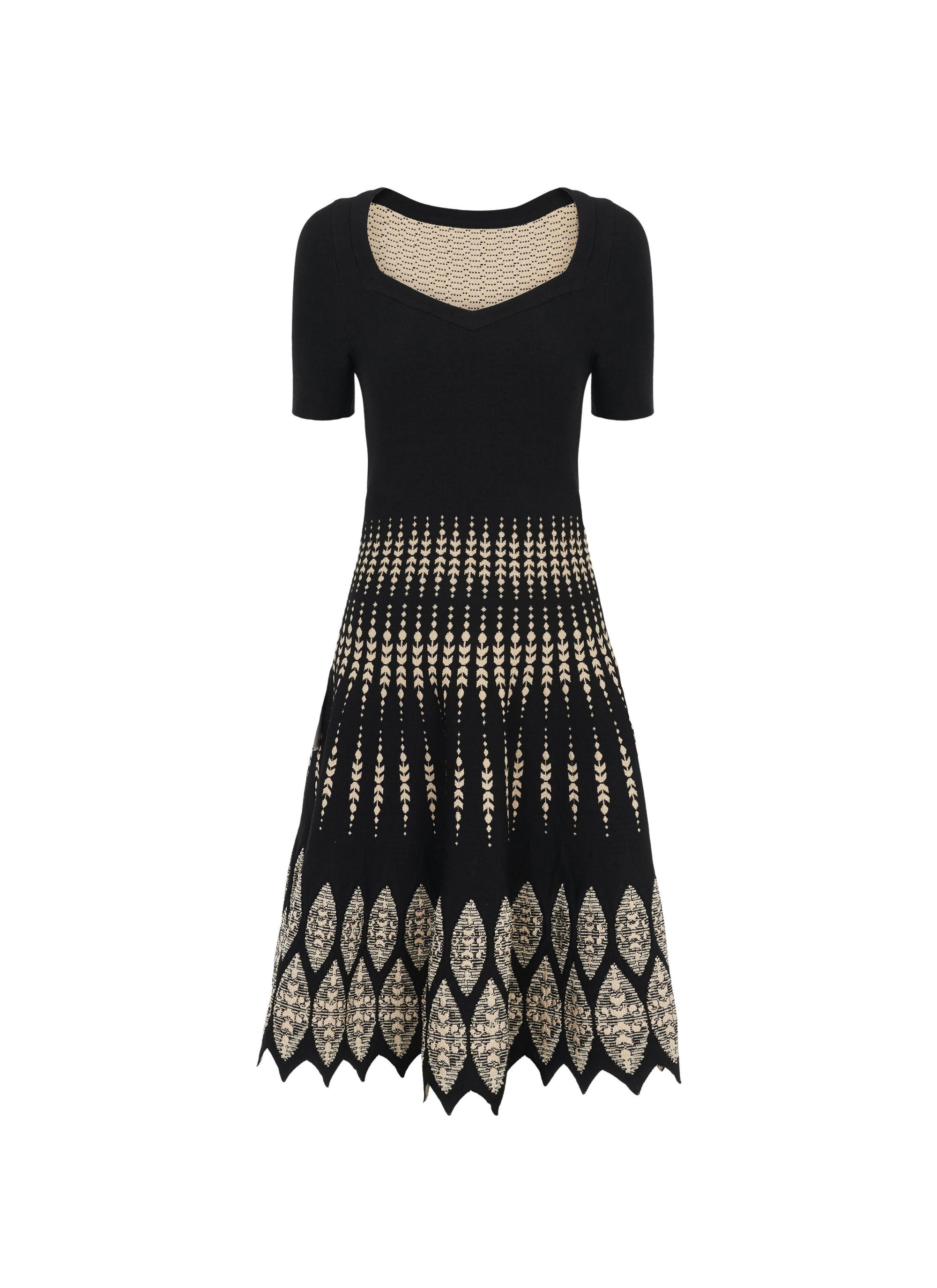 Short flared dress - Black & Beige