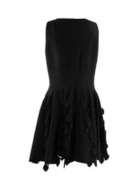 Sleeveless short flared dress with yoke detail - Black