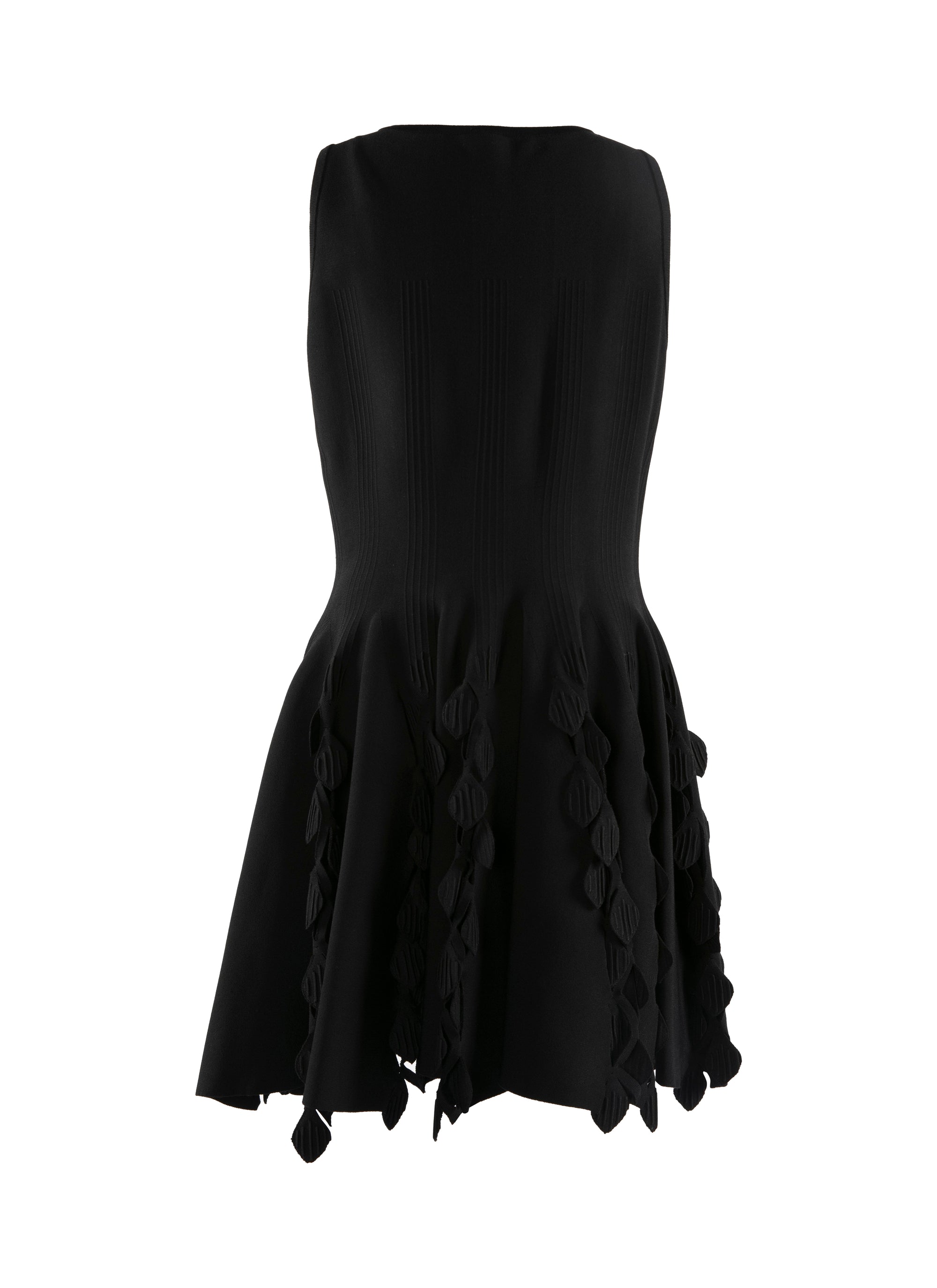 Sleeveless short flared dress with yoke detail - Black
