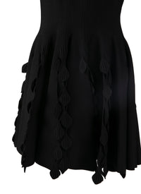 Sleeveless short flared dress with yoke detail - Black