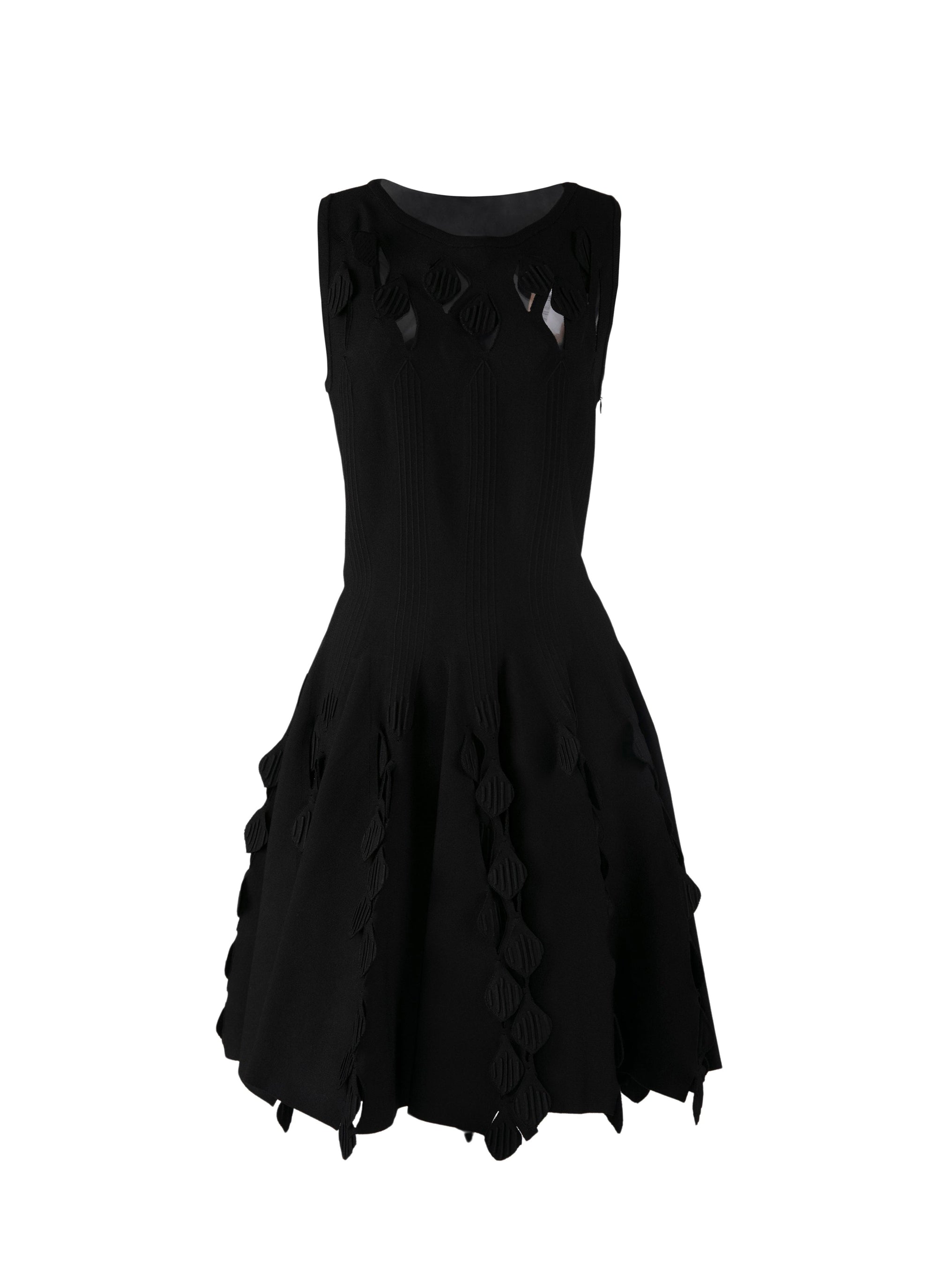 Sleeveless short flared dress with yoke detail - Black