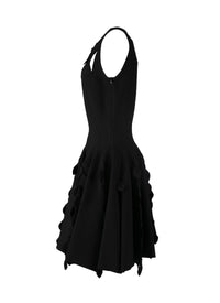 Sleeveless short flared dress with yoke detail - Black