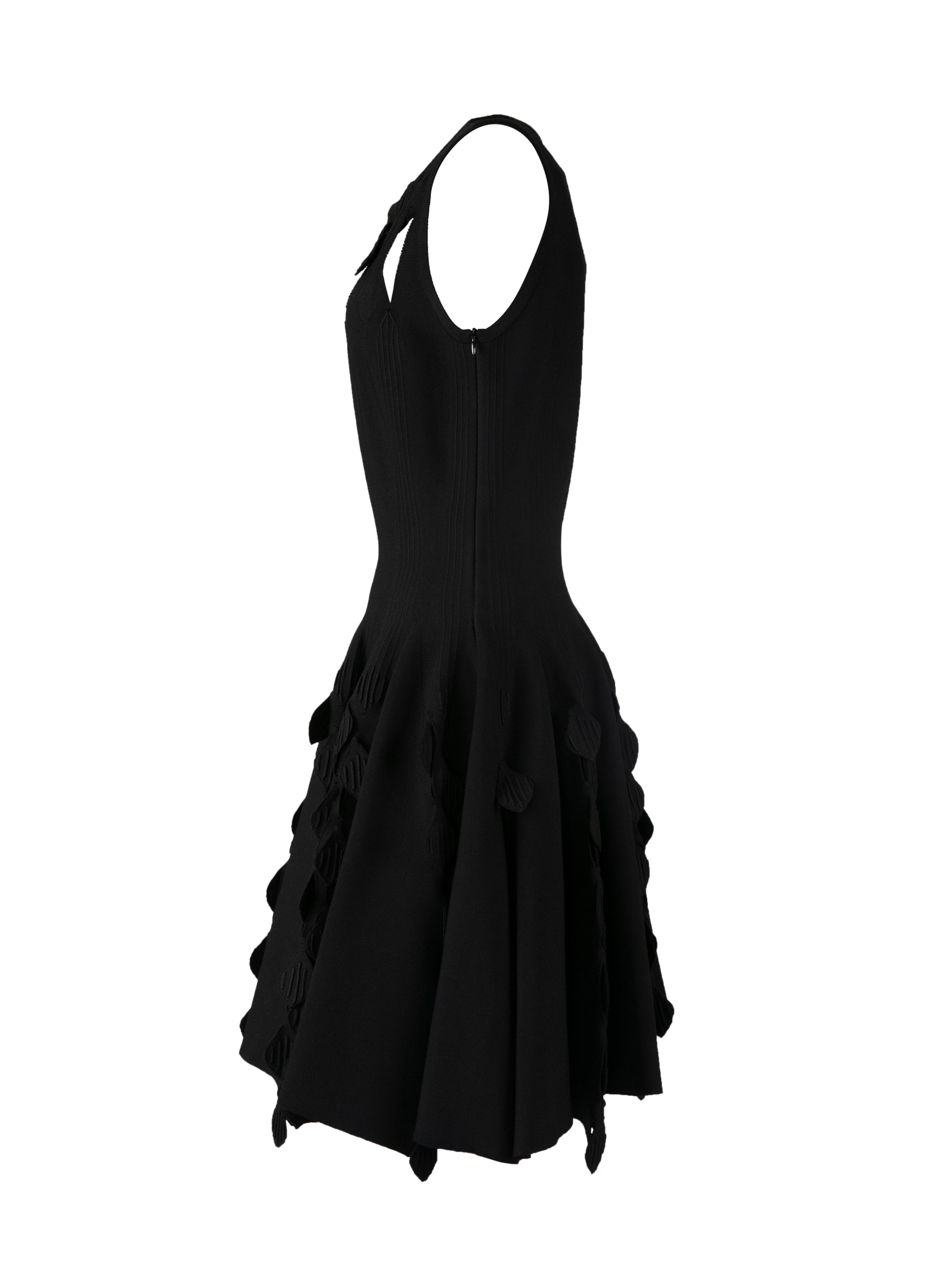 Sleeveless short flared dress with yoke detail - Black