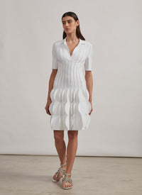 Scalloped knitted polo dress - Garnet