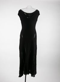 Robe longue à col bateau en maille - Noir