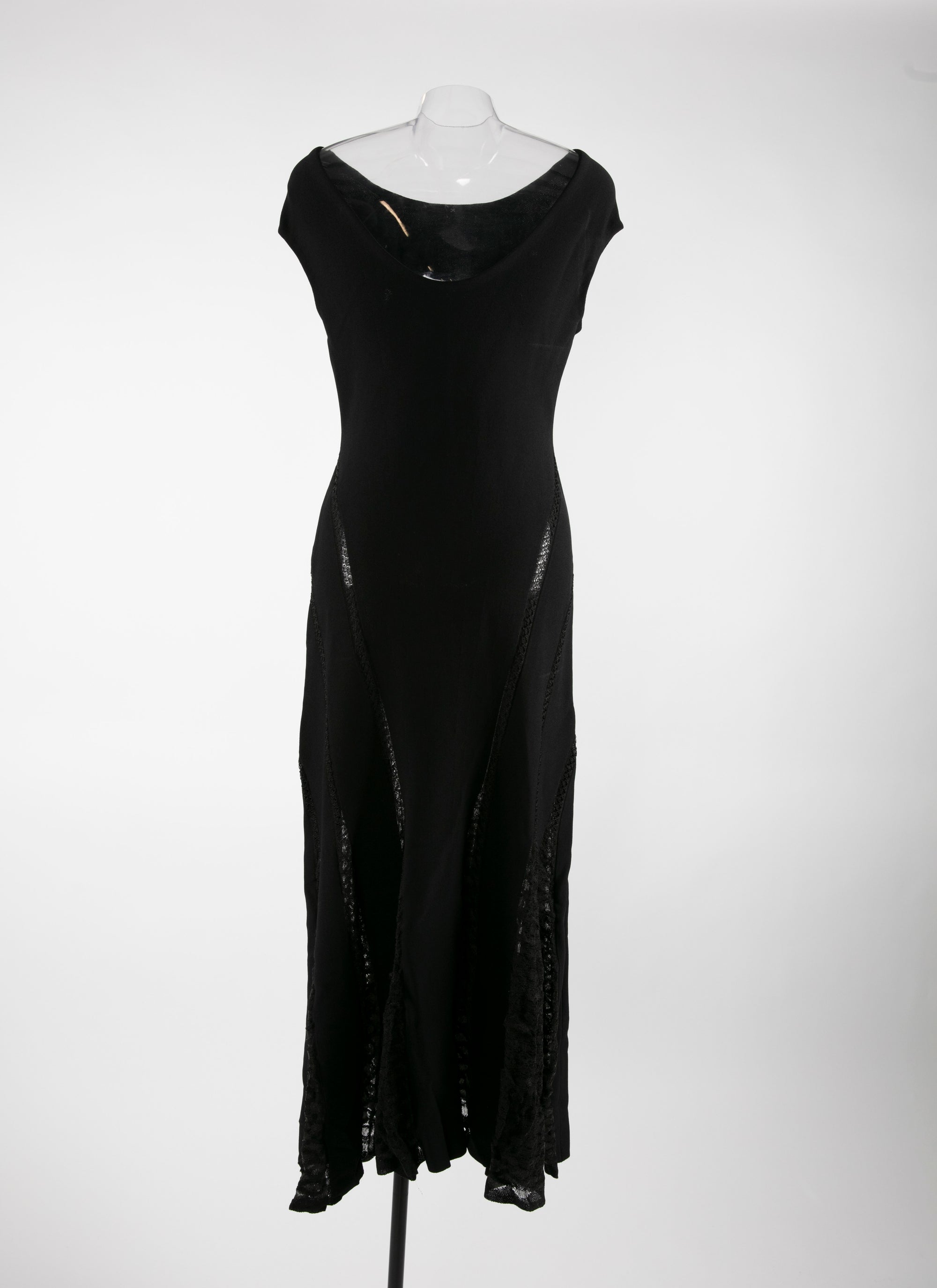 Robe longue à col bateau en maille - Noir