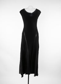 Robe longue à col bateau en maille - Noir