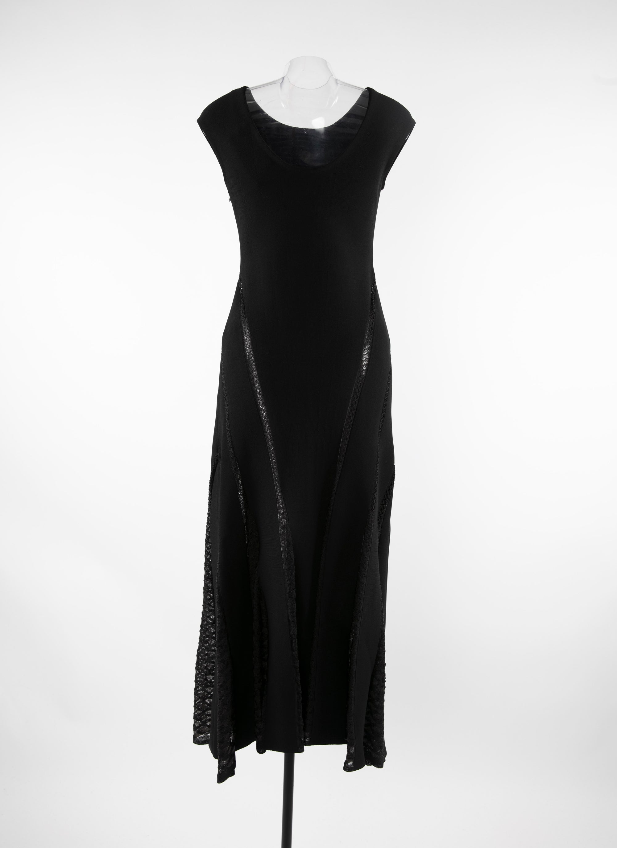 Robe longue à col bateau en maille - Noir