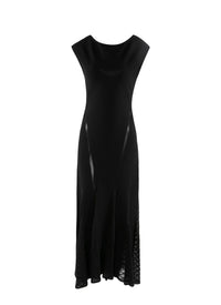 Robe longue à col bateau en maille - Noir
