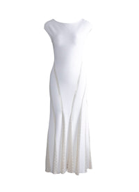 Knitted boat neck maxi dress - White